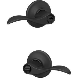 Schlage F51A Acc 622 COH Accent Door Lever with Cohen Trim, Keyed Entry Lock, Matte Black