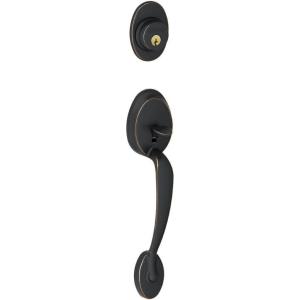 Schlage F58 PLY 716 Plymouth Exterior Handleset with Deadbolt, Aged Bronze (Exterior Half Only)