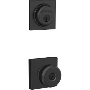 Schlage FB55 N G BWE 622 COL Single Cylinder Deadbolt and Keyed Entry Bowery Knob with Collins Trim, Matte Black((Pack of 1))