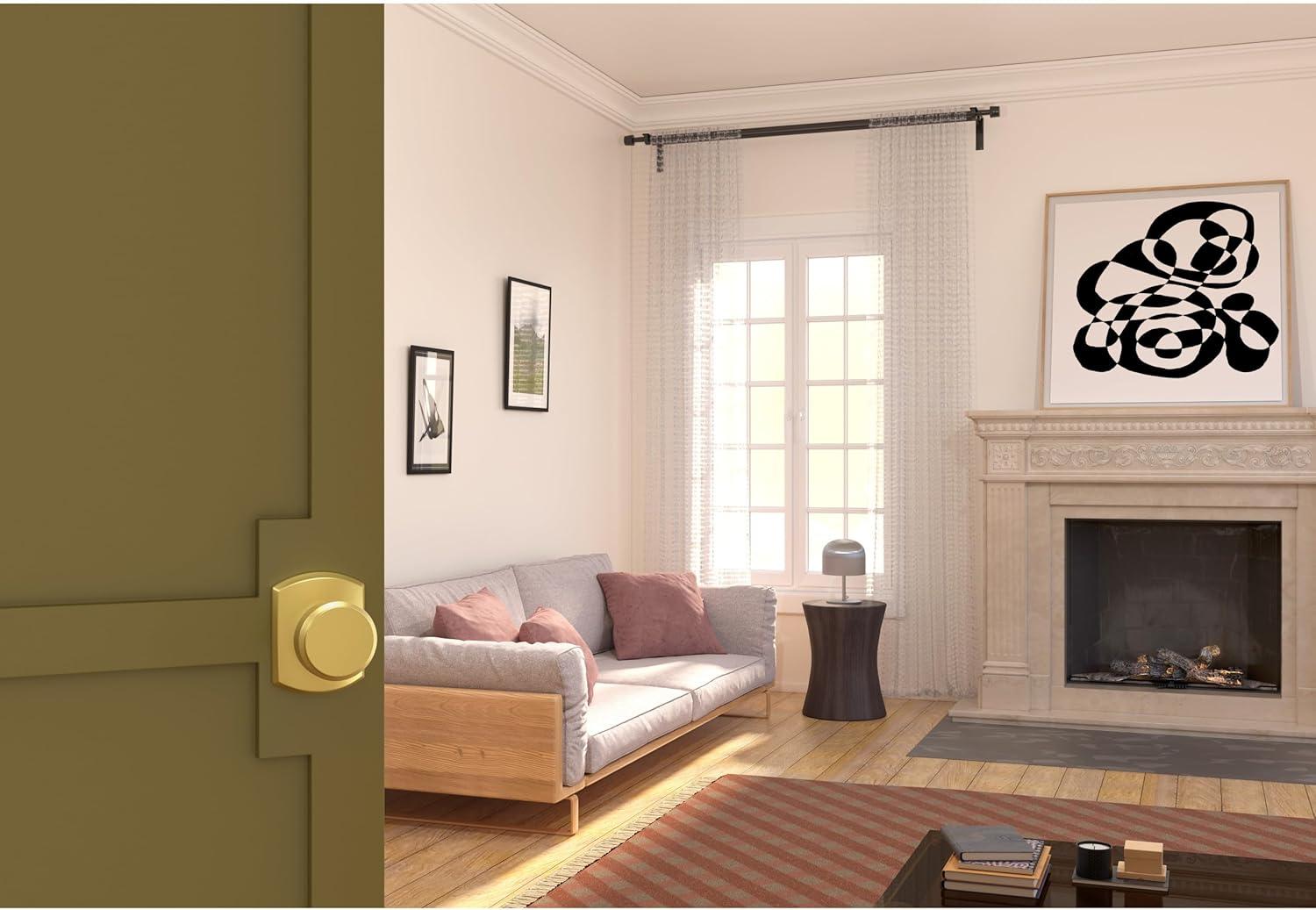 image:imageSchlage F10 BWE 608 GRW Bowery Door Knob with Greenwich Trim Hall amp Closet Passage Lock Satin Brass