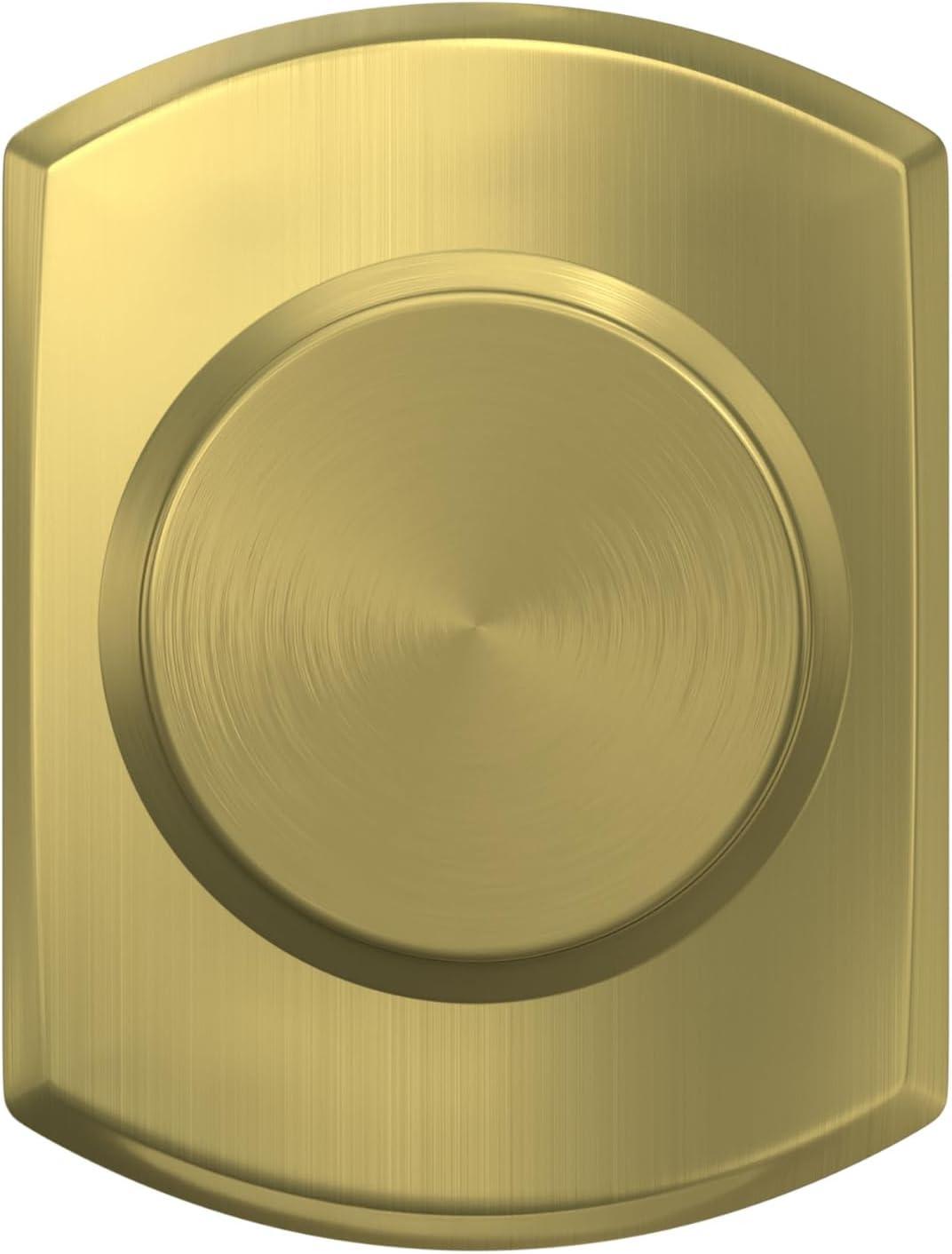 image:imageSchlage F10 BWE 608 GRW Bowery Door Knob with Greenwich Trim Hall amp Closet Passage Lock Satin Brass