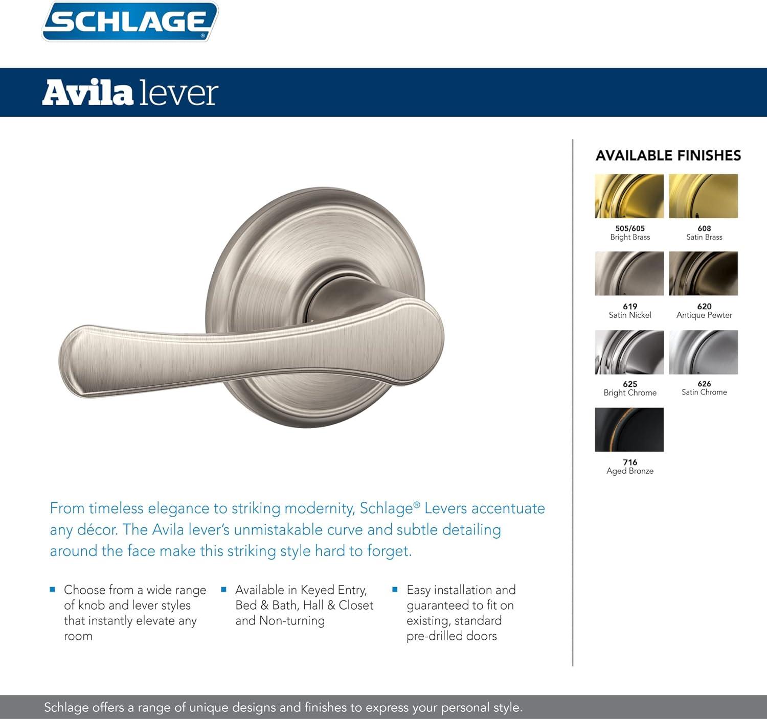 image:imageSchlage F10 VLA 716 ADD Avila Door Lever with Addison Trim Hall amp Closet Passage Lock Aged BronzeAged Bronze