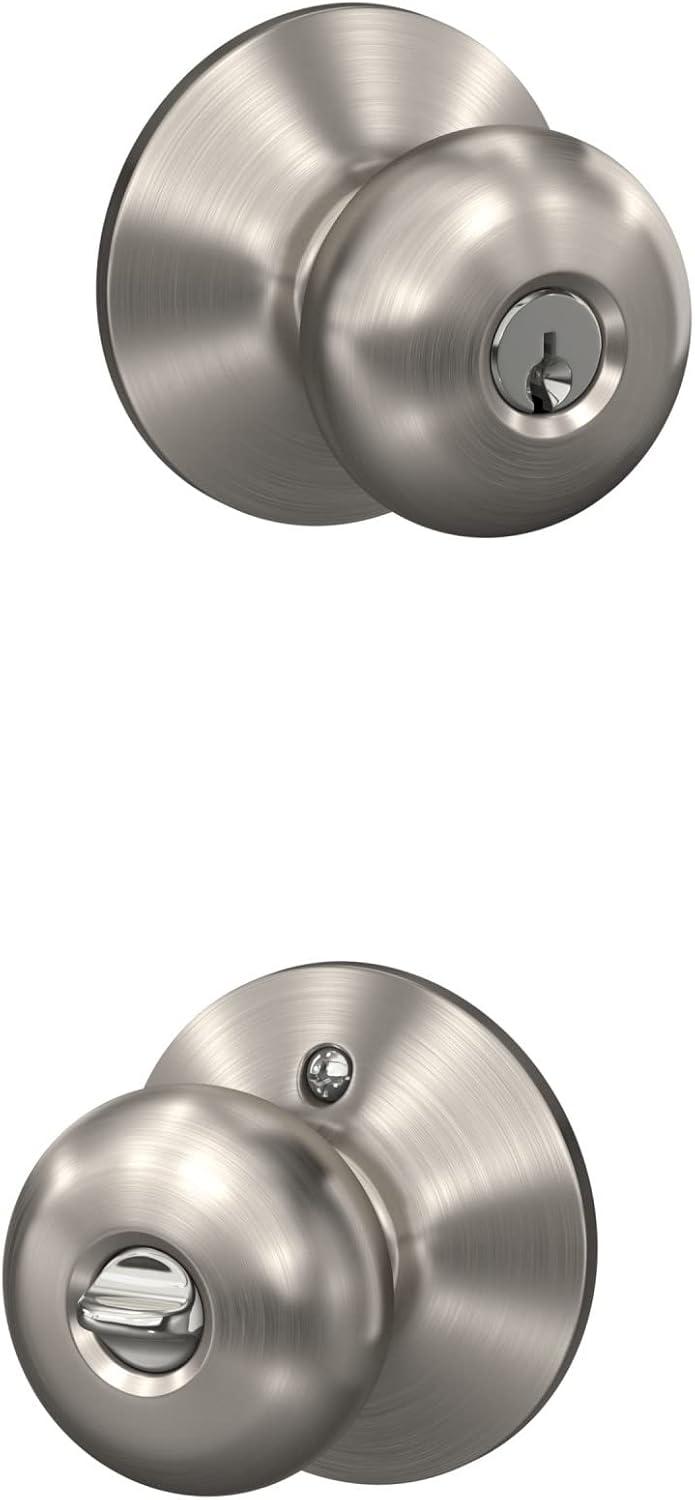 image:imageSchlage F51A PLY 619 Plymouth Door Knob Keyed Entry Lock Satin Nickel