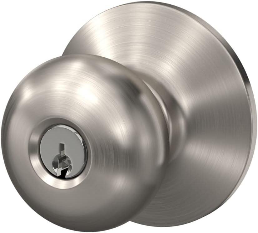 image:imageSchlage F51A PLY 619 Plymouth Door Knob Keyed Entry Lock Satin Nickel