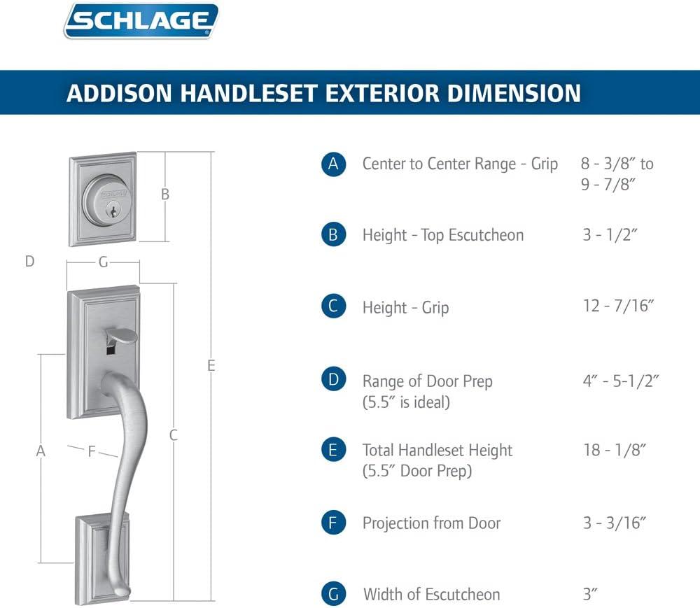 image:imageSchlage F58 ADD 622 Addison Exterior Handleset with Deadbolt Matte Black Exterior Half OnlySatin Nickel