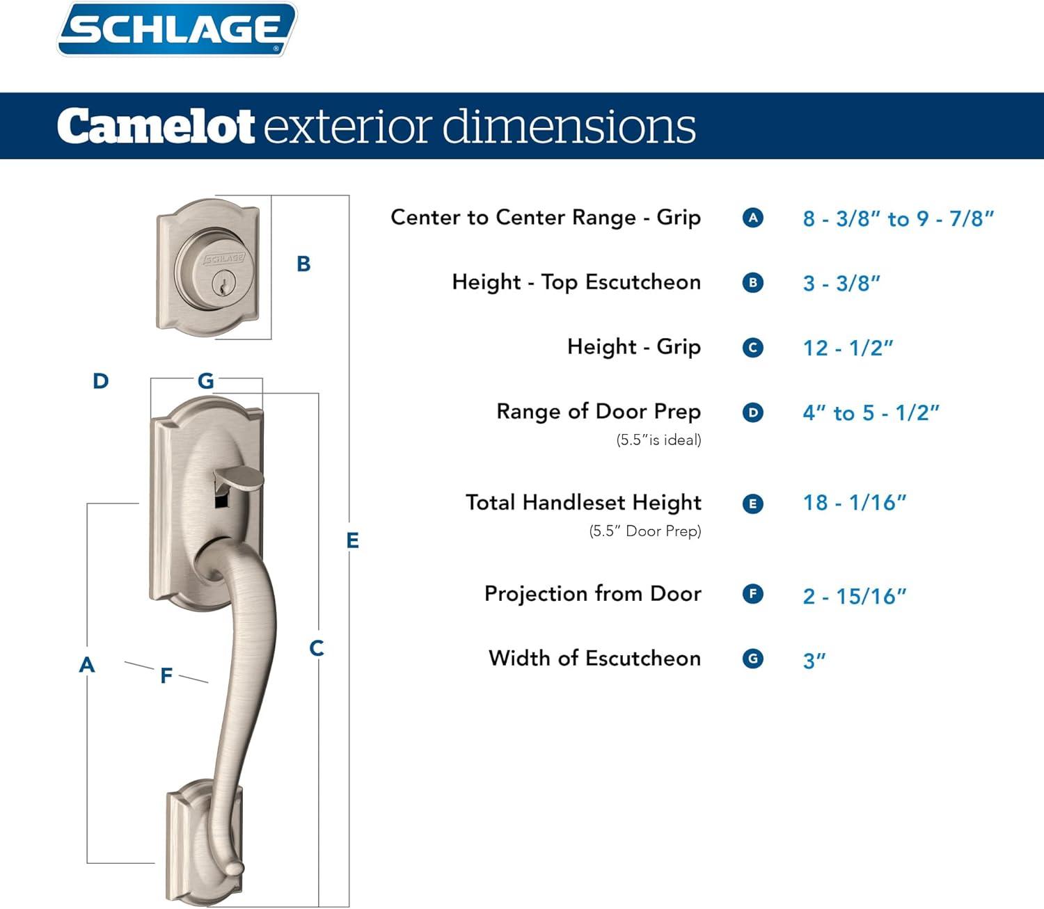 image:imageSchlage F60 V CAM 609 GEO Camelot Front Entry Handleset with Georgian Knob Deadbolt Keyed 1 Side Antique Brass