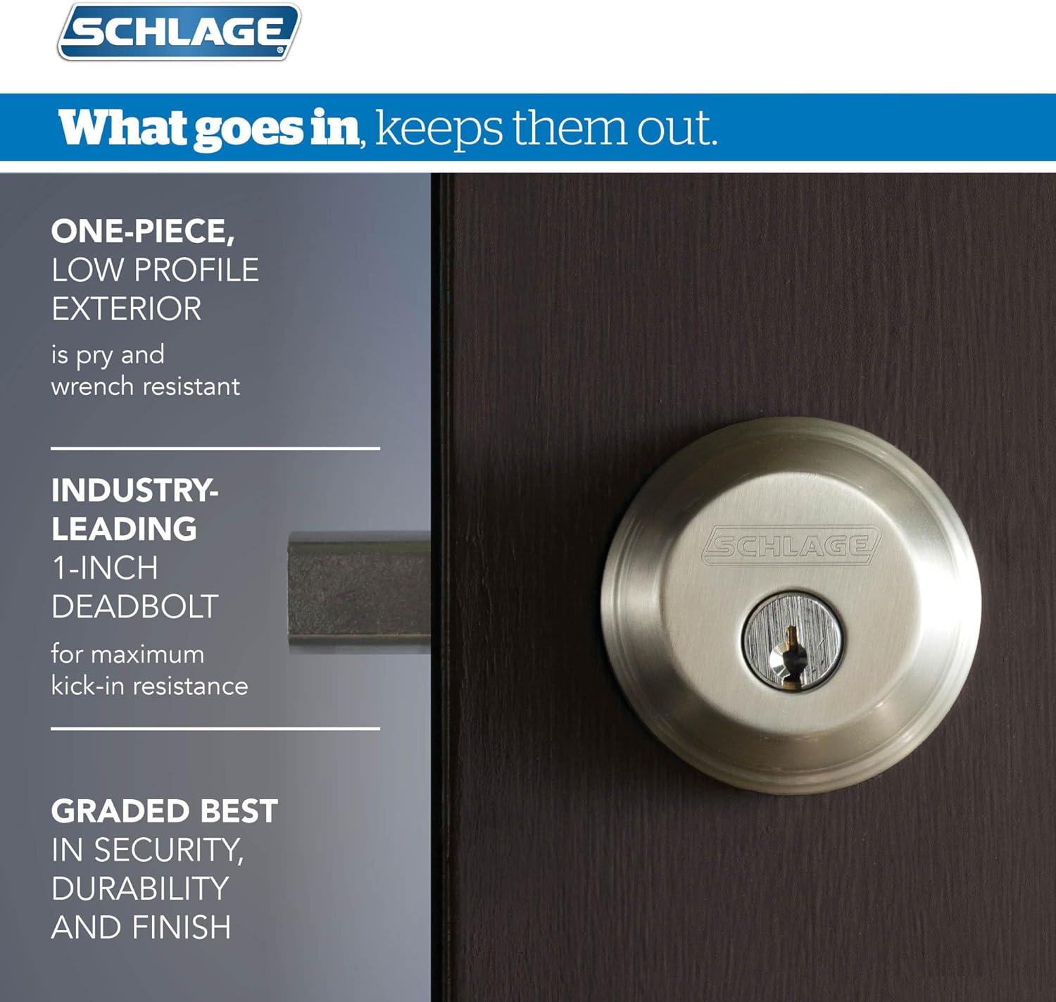 image:imageSchlage FB55N G LAT 622 COL Single Cylinder Deadbolt and Keyed Entry Latitude Lever with Collins Trim Matte BlackPack of 1