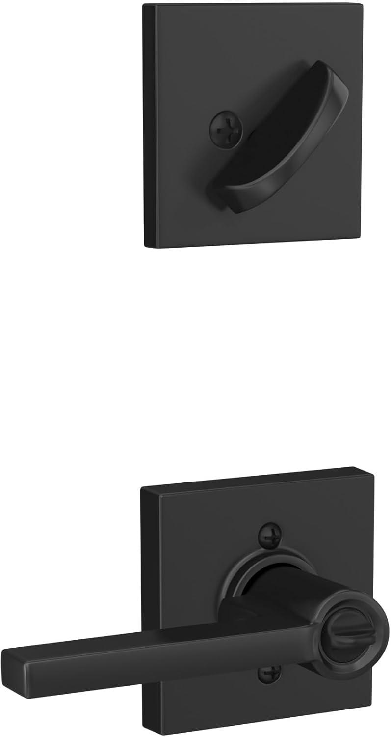 image:imageSchlage FB55N G LAT 622 COL Single Cylinder Deadbolt and Keyed Entry Latitude Lever with Collins Trim Matte BlackPack of 1
