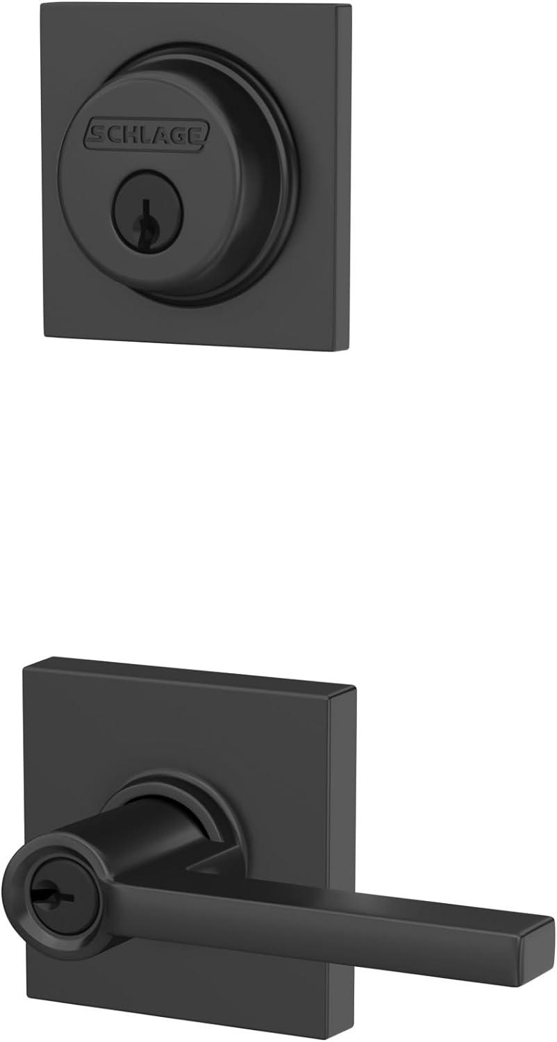 image:imageSchlage FB55N G LAT 622 COL Single Cylinder Deadbolt and Keyed Entry Latitude Lever with Collins Trim Matte BlackPack of 1