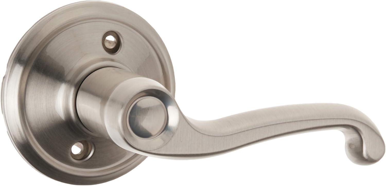 image:imageSchlage FE285 CAM 619 FLA LH Camelot Front Entry Handleset with LeftHanded Flair Lever Lower Half Grip Satin NickelSatin Nickel