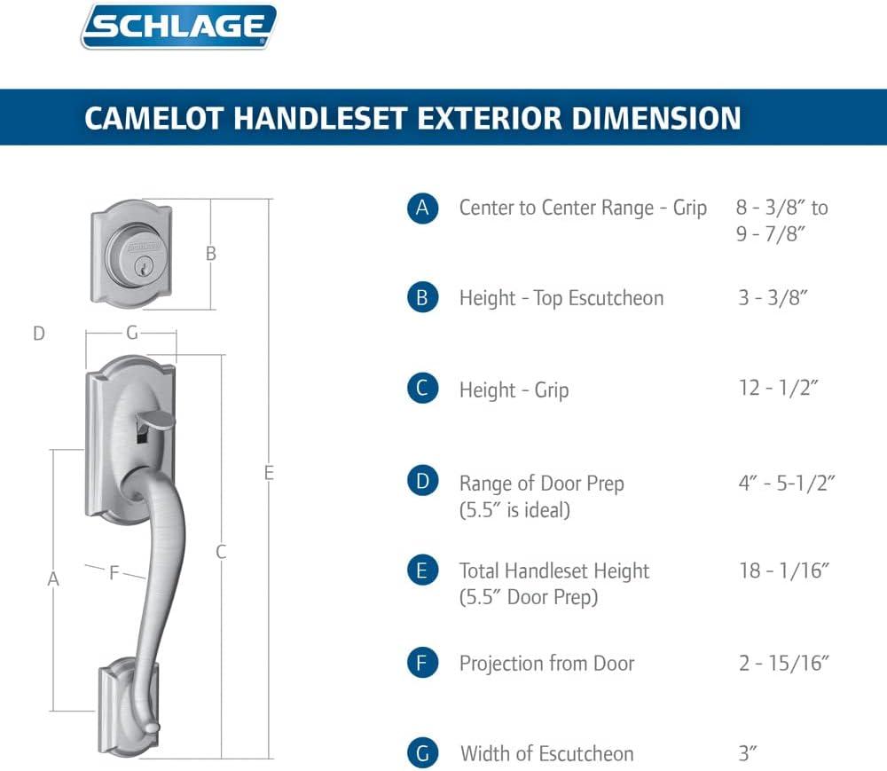 image:imageSchlage FE285 Camelot By Georgian Bottom Half Handleset with 16080 Latch and 10063 Strike Matte Black Finish