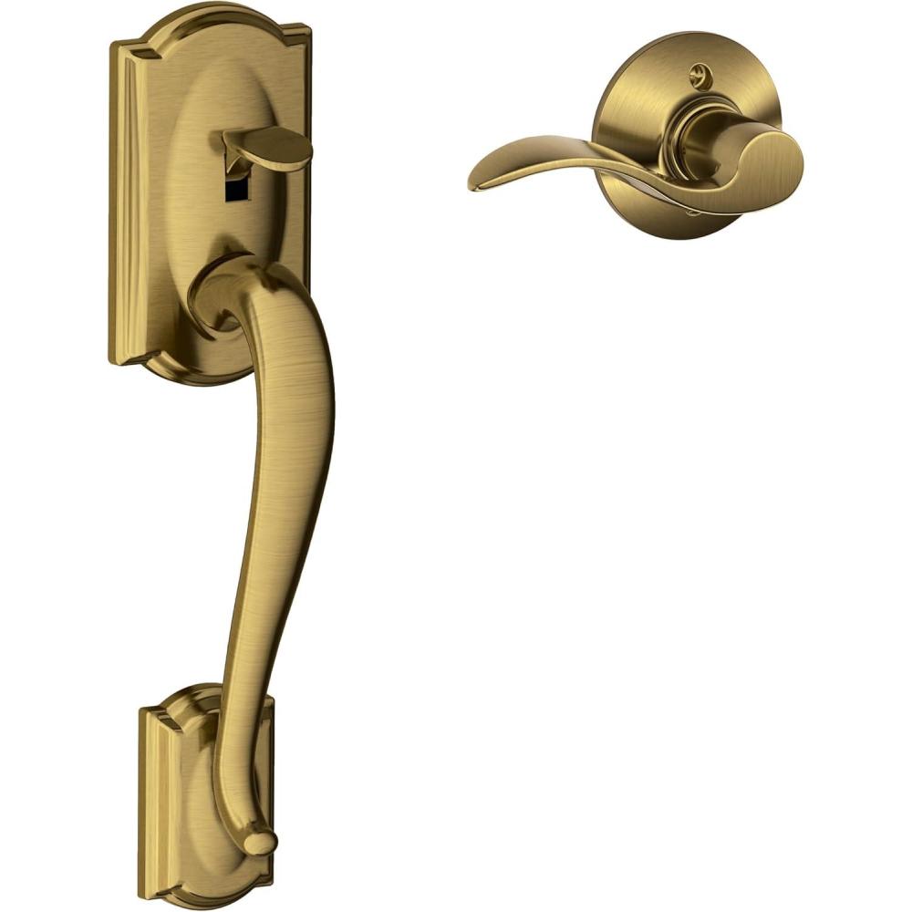 image:imageSCHLAGE Camelot Front Entry Handle Accent RightHanded Interior Lever Antique Brass FE285 CAM 609 ACC RH