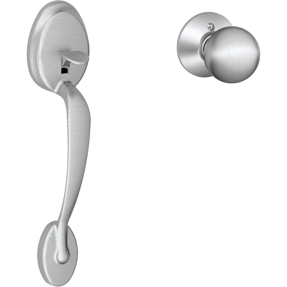 image:imageSCHLAGE Scht9Schlage FE285 PLY 626 ORB Plymouth Trim Lower Half Front Entry Handleset with Orbit Knob Satin ChromePack of 1