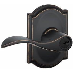 image:imageSchlage F51A ACC 716 CAM Accent Door Lever with Camelot Trim Keyed Entry Lock Aged BronzeKeyed Entry