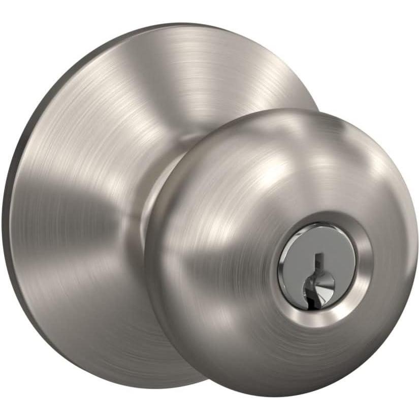 image:imageSchlage F51A PLY 619 Plymouth Door Knob Keyed Entry Lock Satin Nickel