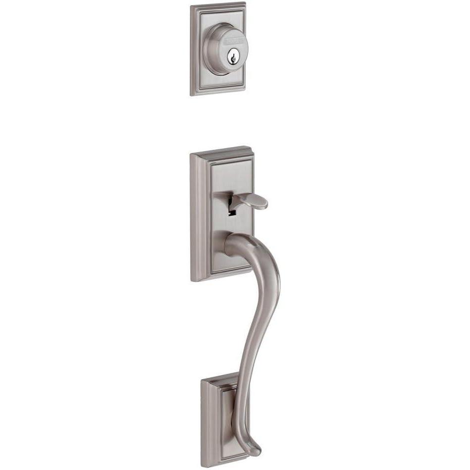 image:imageSchlage F58 ADD 622 Addison Exterior Handleset with Deadbolt Matte Black Exterior Half OnlyAntique Pewter
