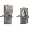 image:imageSCHLAGE Satin Nickel FE595VCAM619ACC Camelot Keypad Entry with FlexLock and Accent Levers