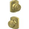 image:imageSchlage F10 BWE 608 GRW Bowery Door Knob with Greenwich Trim Hall amp Closet Passage Lock Satin Brass