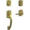 image:imageSchlage F60 GRW 608 LAT GRW Greenwich Front Entry Handleset with Latitude Door Lever Deadbolt Keyed 1 Side Satin Brass