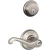 image:imageSchlage FB50N V FLA 619 B60 Single Cylinder Deadbolt and F51 Keyed Entry Flair Lever Keyed Alike Satin Nickel finishSecurity SetFlair