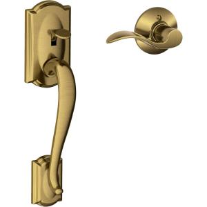 SCHLAGE Camelot Front Entry Handle Accent Right-Handed Interior Lever (Antique Brass) FE285 CAM 609 ACC RH