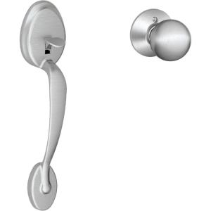 SCHLAGE Scht9|#Schlage FE285 PLY 626 ORB Plymouth Trim Lower Half Front Entry Handleset with Orbit Knob, Satin Chrome((Pack of 1))