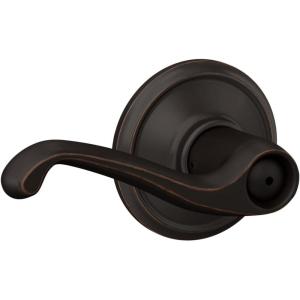 Schlage F40 FLA 716 Flair Door Lever, Bed & Bath Privacy Lock, Aged Bronze(Standard)