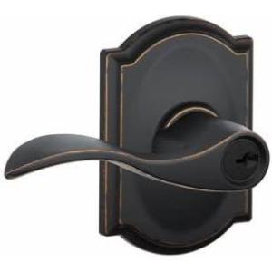 Schlage F51A ACC 716 CAM Accent Door Lever with Camelot Trim, Keyed Entry Lock, Aged Bronze(Keyed Entry)