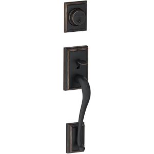 Schlage F58 ADD 622 Addison Exterior Handleset with Deadbolt, Matte Black (Exterior Half Only)(Aged Bronze)