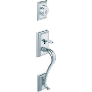 Schlage F58 ADD 622 Addison Exterior Handleset with Deadbolt, Matte Black (Exterior Half Only)(Bright Chrome)