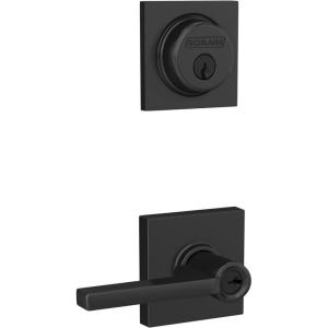 Schlage FB55N G LAT 622 COL Single Cylinder Deadbolt and Keyed Entry Latitude Lever with Collins Trim, Matte Black((Pack of 1))