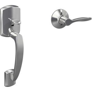 Schlage FE285 GRW 622 DEL RH Greenwich Front Entry Handleset with Right Handed Delfayo Door Lever, Lower Half Grip, Matte Black(Bright Chrome)