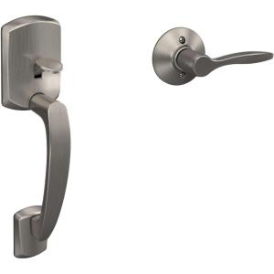 Schlage FE285 GRW 622 DEL RH Greenwich Front Entry Handleset with Right Handed Delfayo Door Lever, Lower Half Grip, Matte Black(Satin Nickel)