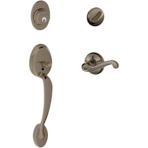 Schlage Lock Company F60 PLY 620 FLA LH Ingersoll-Rand Plymouth Handleset with Flair Interior Lever Left Hand Antique Pewter