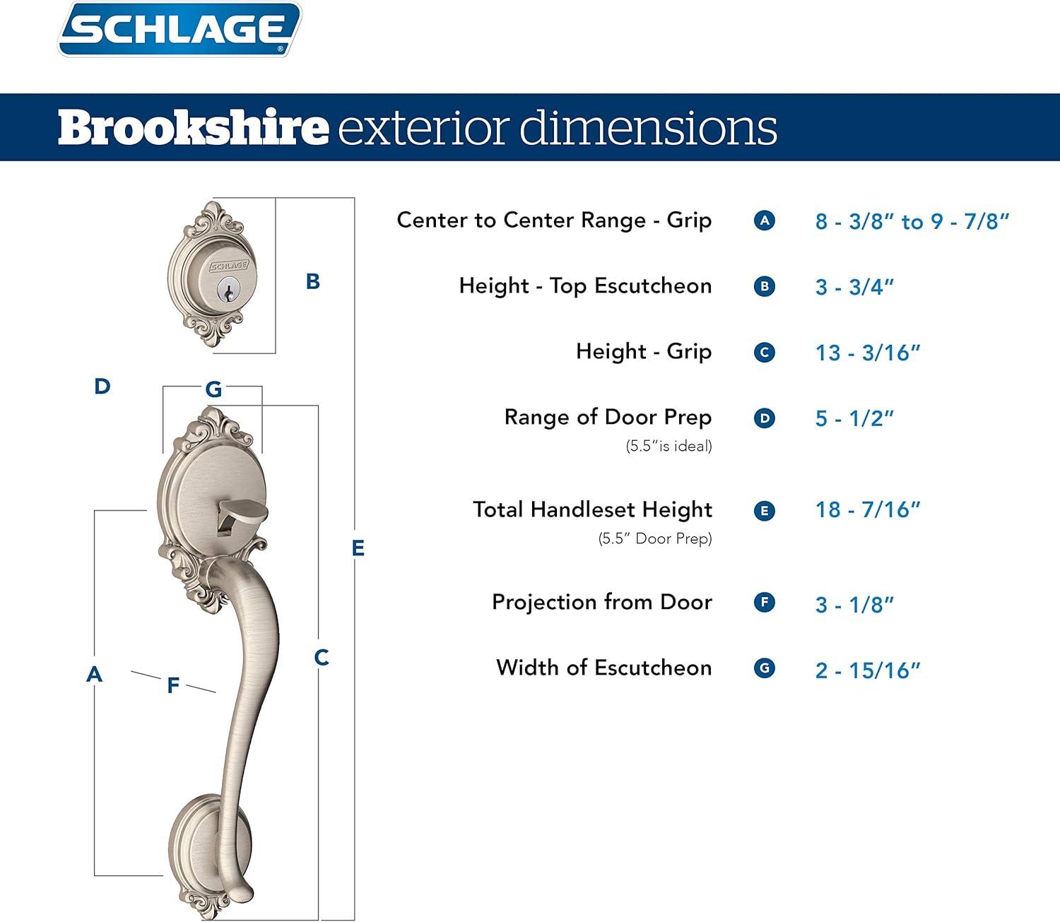 image:imageSCHLAGE Brookshire Single Cylinder Handleset and Georgian Knob Antique Brass F60 BRK 609 GEO1