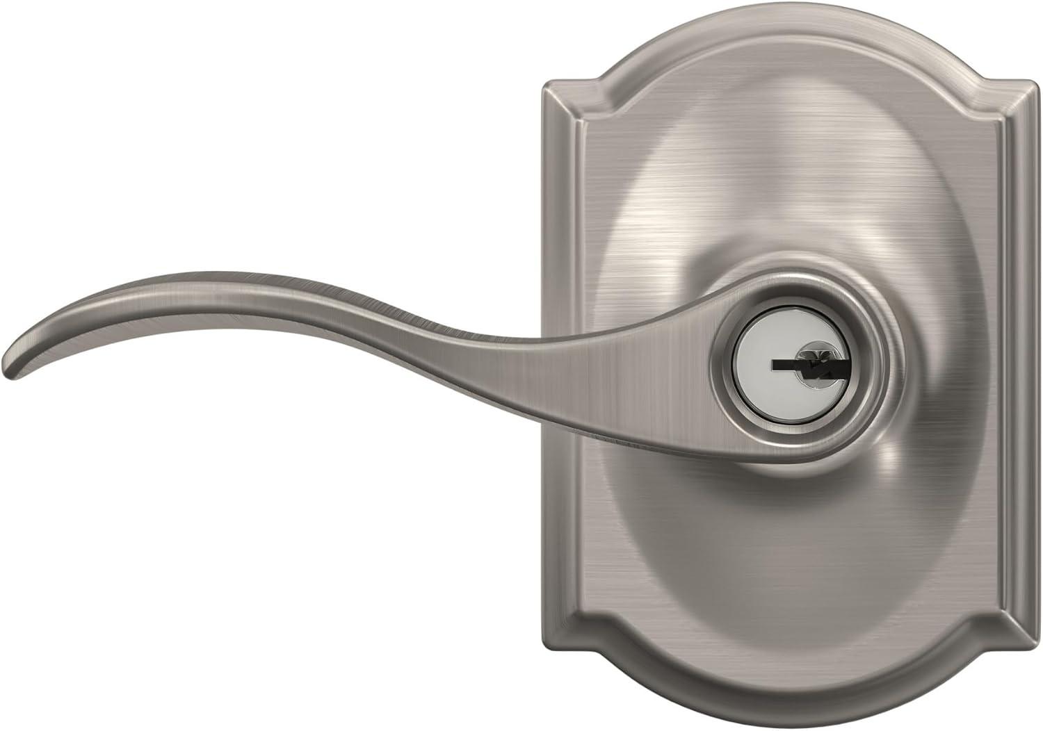 image:imageSCHLAGE F51A ACC 619 CAM Accent Lever with Camelot Trim Keyed Entry Lock Satin NickelKeyed Entry Pack of 8