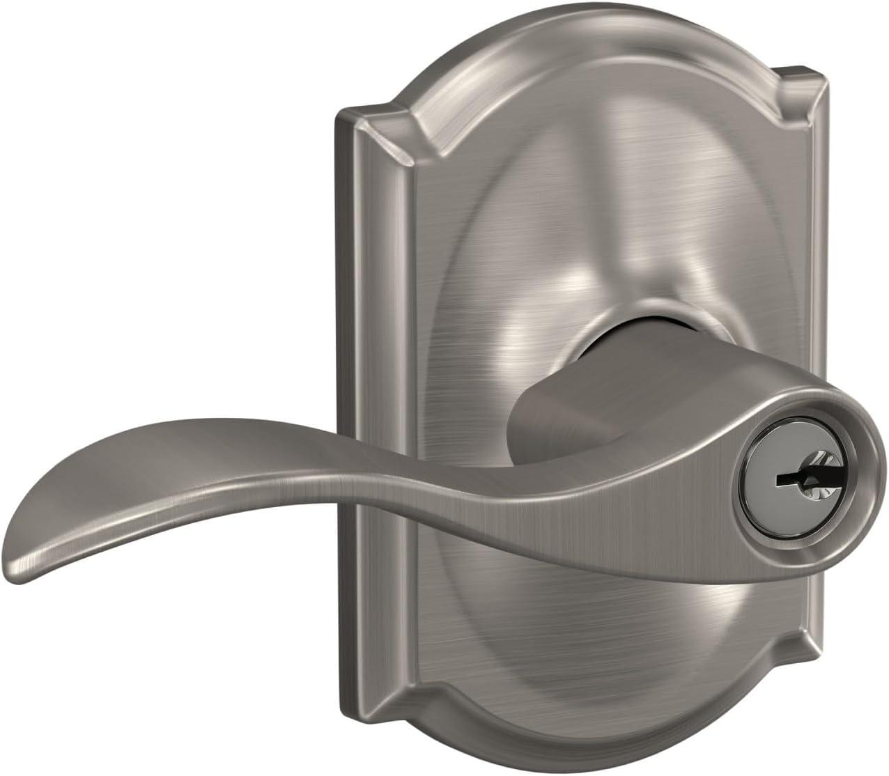 image:imageSCHLAGE F51A ACC 619 CAM Accent Lever with Camelot Trim Keyed Entry Lock Satin NickelKeyed Entry Pack of 8
