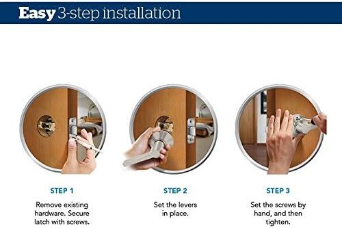 image:imageSCHLAGE F51A LAT 619 COL Latitude Lever with Collins Trim Keyed Entry Lock Satin NickelPack of 1