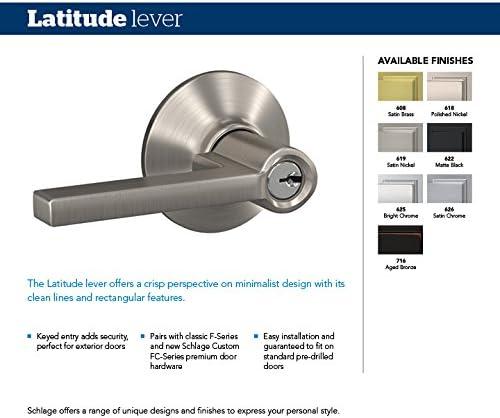 image:imageSCHLAGE F51A LAT 619 COL Latitude Lever with Collins Trim Keyed Entry Lock Satin NickelPack of 1