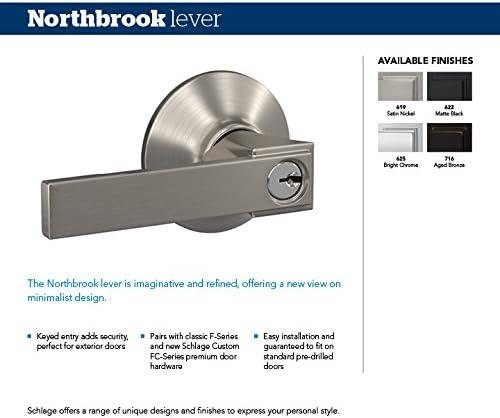 image:imageSCHLAGE F51A NBK 622 COL Northbrook Lever with Collins Trim Keyed Entry Lock Matte BlackPack of 1