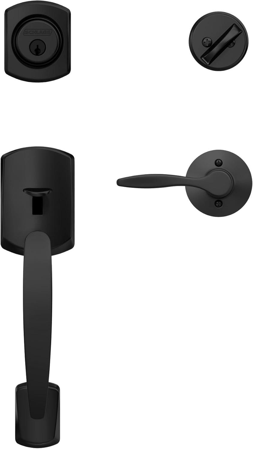 image:imageSCHLAGE Greenwich Single Cylinder Handleset and Broadway Lever Matte Black F60 GRW 622 BRW GRWMatte Black