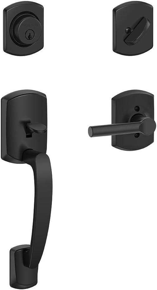 image:imageSCHLAGE Greenwich Single Cylinder Handleset and Broadway Lever Matte Black F60 GRW 622 BRW GRWMatte Black