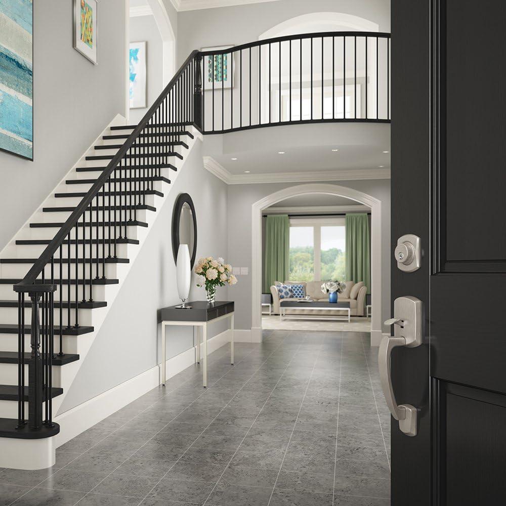 image:imageSCHLAGE Greenwich Single Cylinder Handleset and Broadway Lever Matte Black F60 GRW 622 BRW GRWSatin Nickel