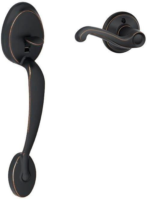 image:imageSCHLAGE Plymouth Front Entry Handle Flair RightHanded Interior Lever Satin Nickel FE285 PLY 619 FLA RHAged Bronze