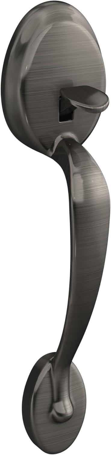 image:imageSCHLAGE Plymouth Front Entry Handle Flair RightHanded Interior Lever Satin Nickel FE285 PLY 619 FLA RHAntique Pewter