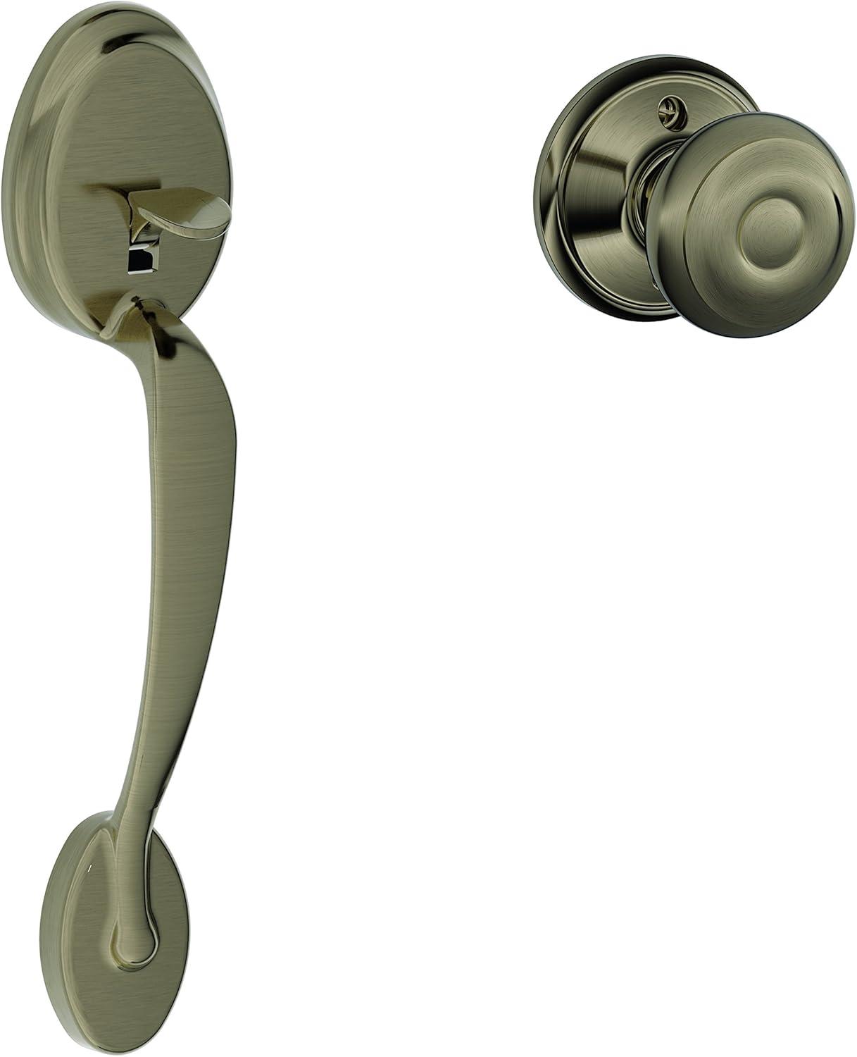 image:imageSCHLAGE Plymouth Front Entry Handle Flair RightHanded Interior Lever Satin Nickel FE285 PLY 619 FLA RHAntique Pewter