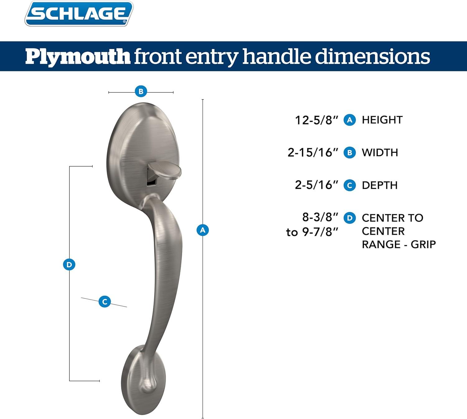 image:imageSCHLAGE Plymouth Front Entry Handle Flair RightHanded Interior Lever Satin Nickel FE285 PLY 619 FLA RHBright Brass