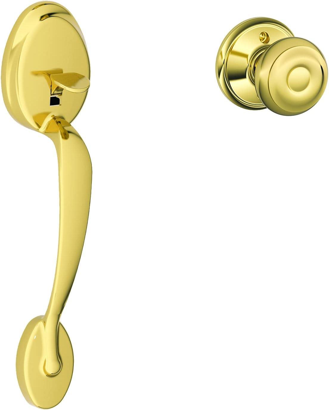 image:imageSCHLAGE Plymouth Front Entry Handle Flair RightHanded Interior Lever Satin Nickel FE285 PLY 619 FLA RHBright Brass