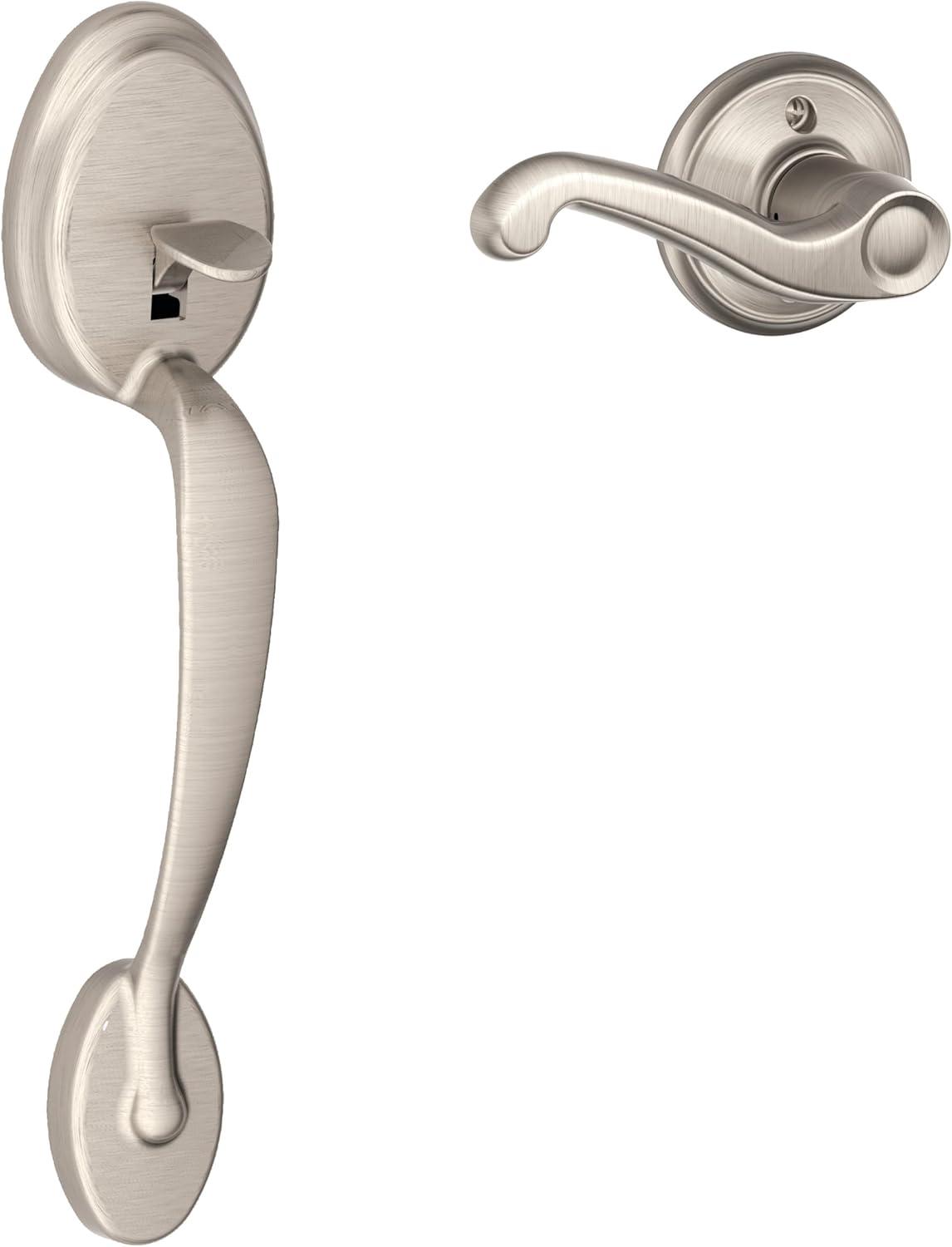 image:imageSCHLAGE Plymouth Front Entry Handle Flair RightHanded Interior Lever Satin Nickel FE285 PLY 619 FLA RHSatin Nickel