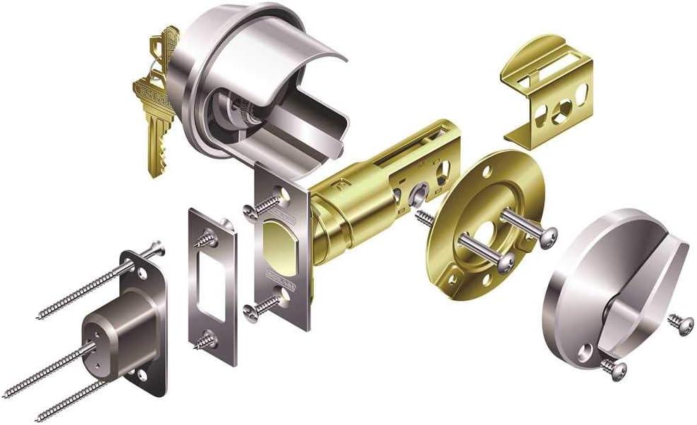 image:imageSchlage Commercial B560P626 Grade 2 Single Cylinder Deadbolt with C Keyway with 12287 Latch and 10094 Strike Satin Chrome Finish Model Number B560P 626 KA4C 12287 10094Chrome